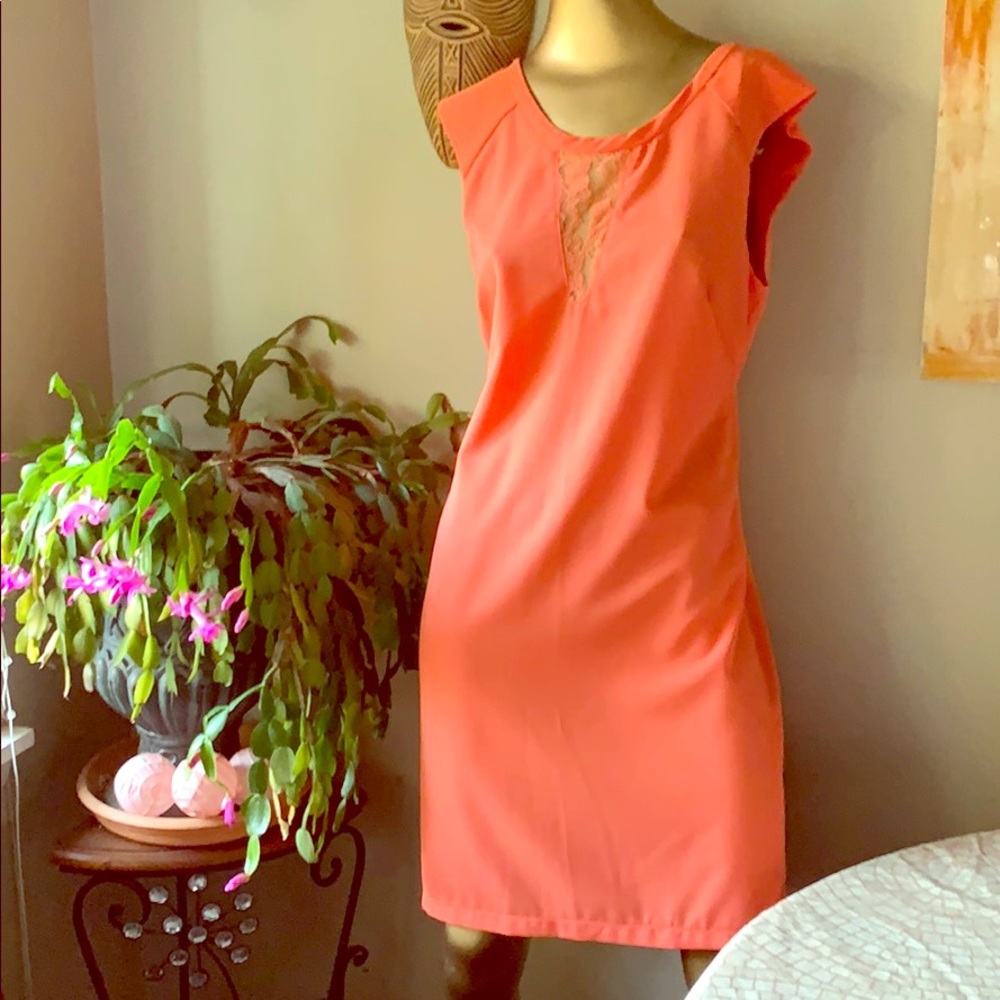 Orange 🧡 lace and rayon dress